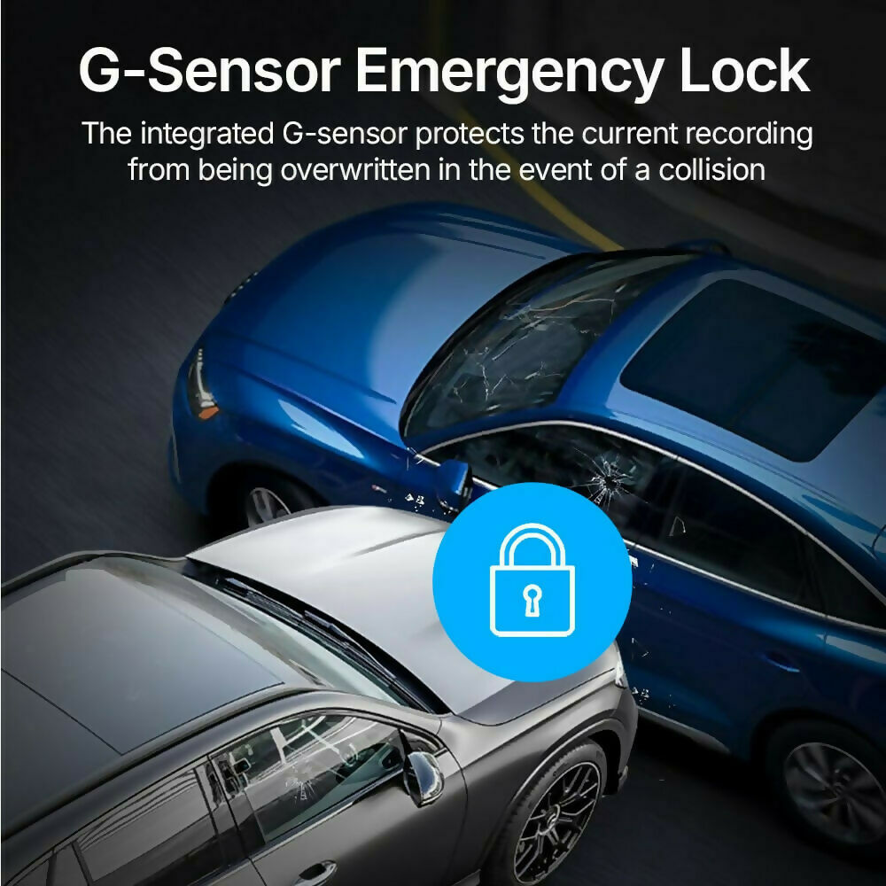 4K Dash Cam Pro – Ultra HD recording with front/rear cameras, night vision, and 24/7 monitoring